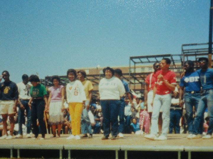 Greek Unity Step at Mayfest. Alabama A&M University - May, 1986.